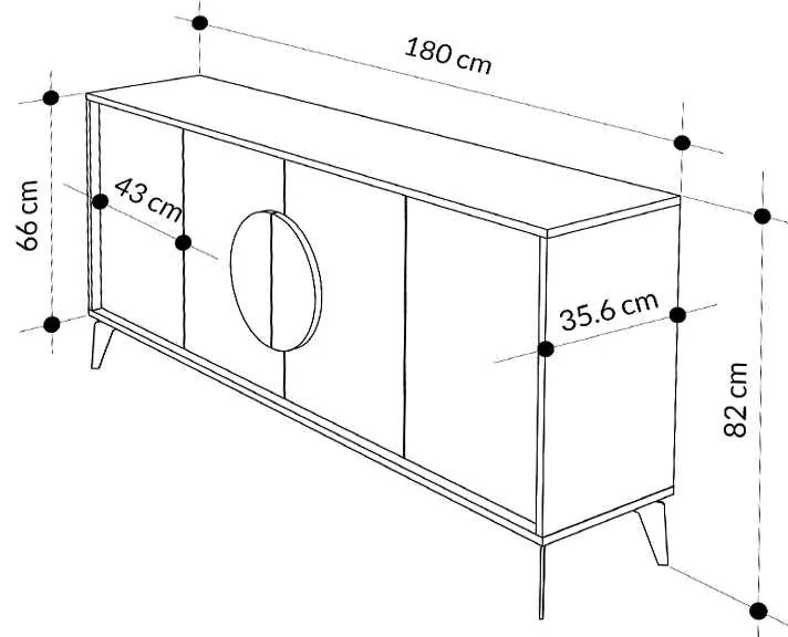 Μπουφές μελαμίνης Gora Megapap χρώμα ανοιχτό καφέ 180x35,6x82εκ.