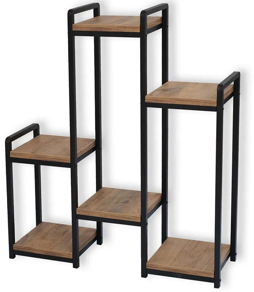 Ανθοστήλη Rosa 835PUQ6310 67x20x77cm Pine-Black Hanah Home Μοριοσανίδα, Μέταλλο