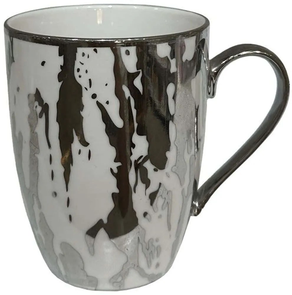 Κούπα Chic 028833 8x8x11cm White-Silver Πορσελάνη