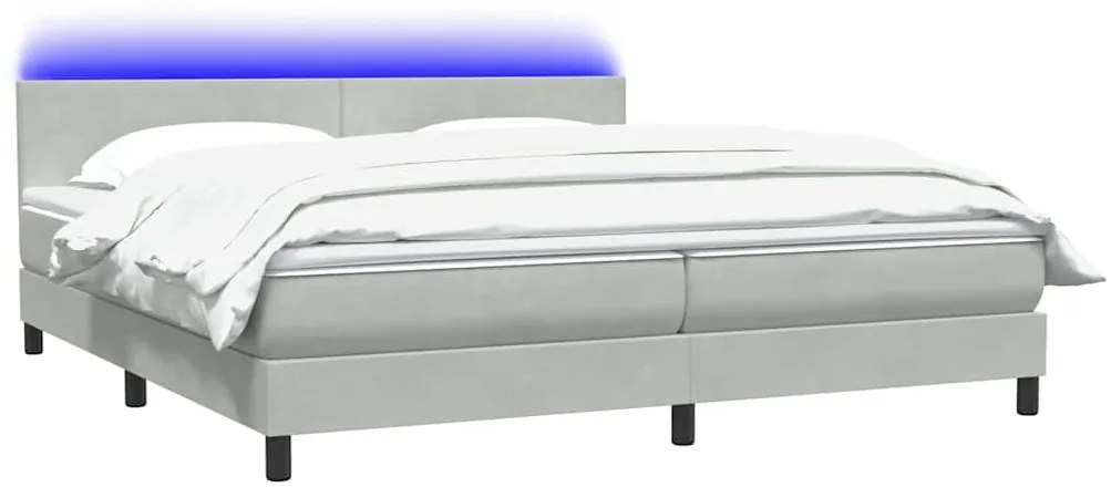 vidaXL Box Spring κρεβάτι με στρώμα ανοιχτό γκρι 200x220 εκ. Βελούδινο