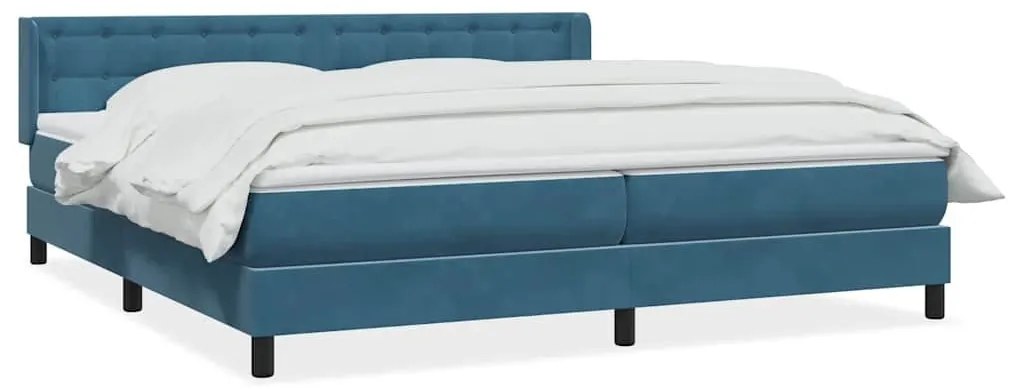 Κρεβάτι Boxspring με Στρώμα Σκούρο Μπλε 180x210 εκ. Βελούδινο - Μπλε