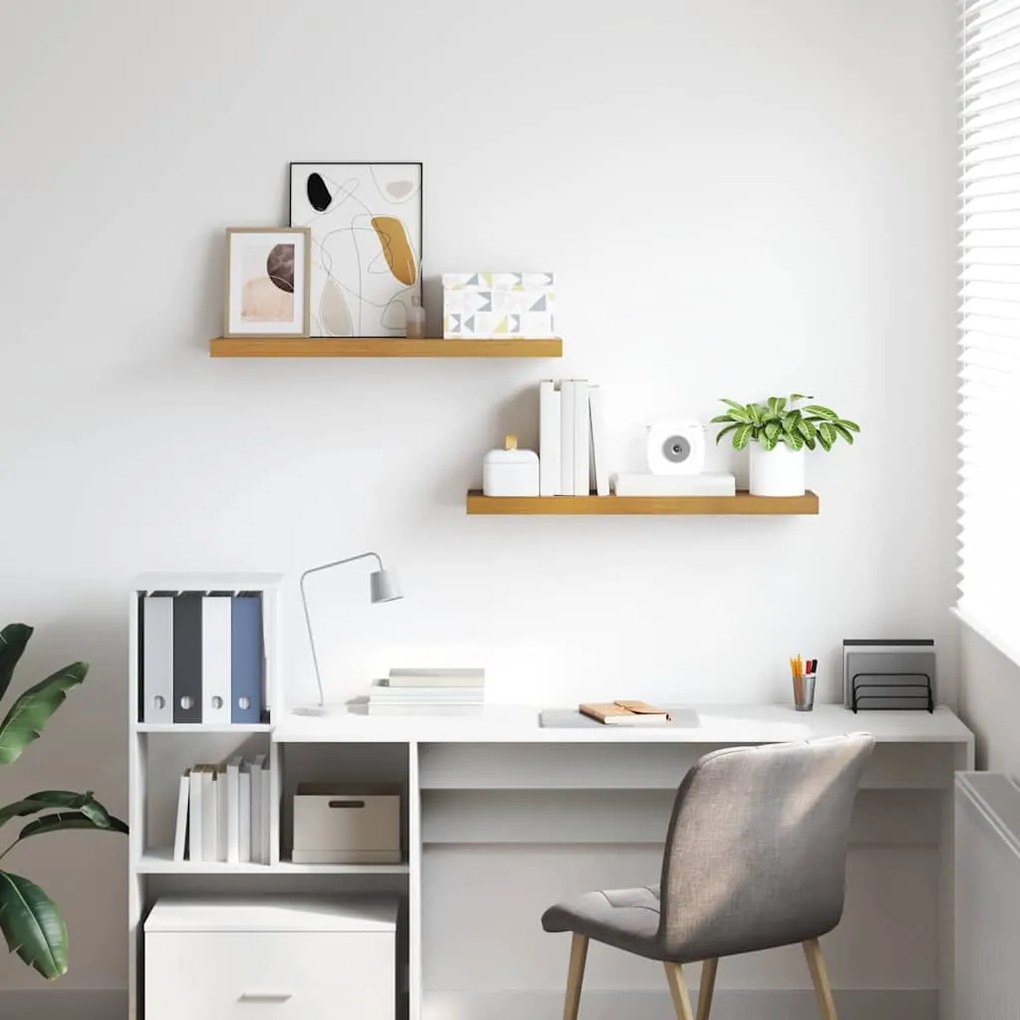 vidaXL Ράφι Τοίχου 2 pcs Μπεζ 80 x 23,5 x 4 εκ Επεξεργασμένο ξύλο