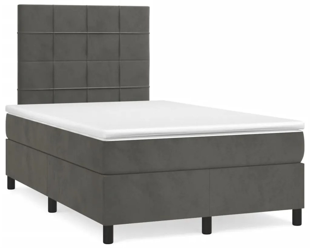 ΚΡΕΒΑΤΙ BOXSPRING ΜΕ ΣΤΡΩΜΑ &amp; LED ΣΚ.ΓΚΡΙ 120X190ΕΚ. ΒΕΛΟΥΔΙΝΟ 3270312