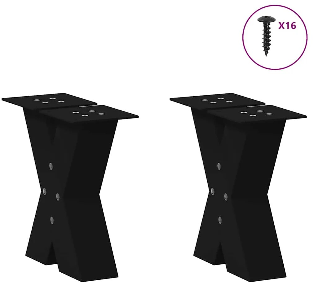 vidaXL Πόδια Τραπεζιού Σαλονιού σε Σχήμα Χ, 2 τεμ. Μαύρο, Ατσάλι 40x(30-31) εκ.