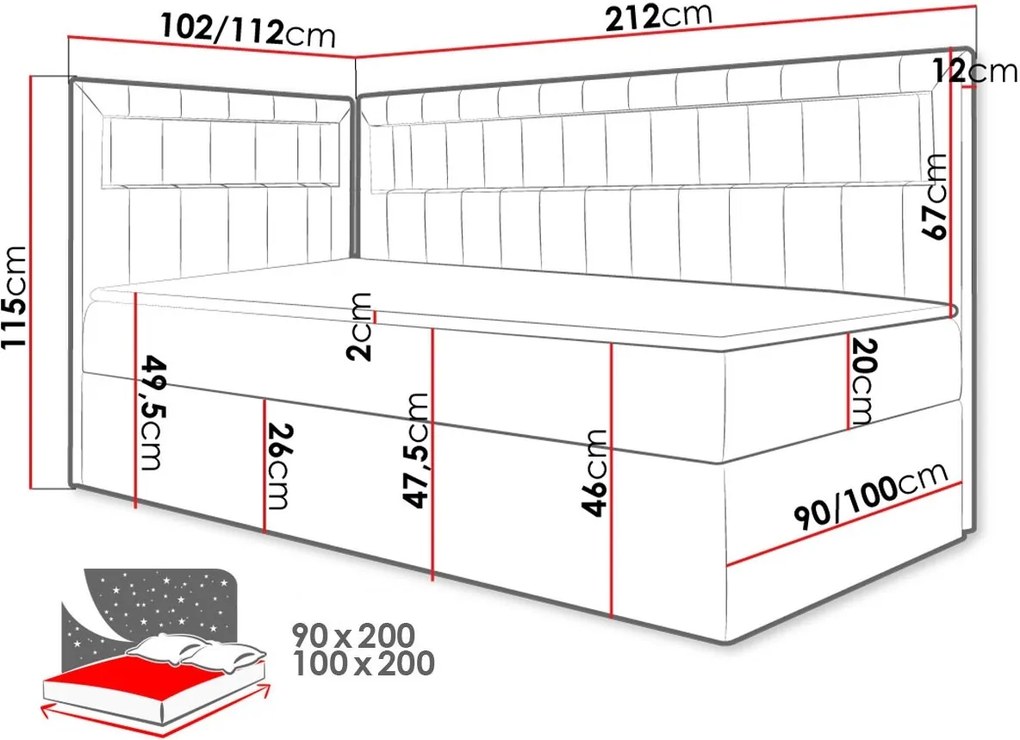 Καναπές κρεβάτι Junior Gold III-Gkri-100 x 200-Aristera