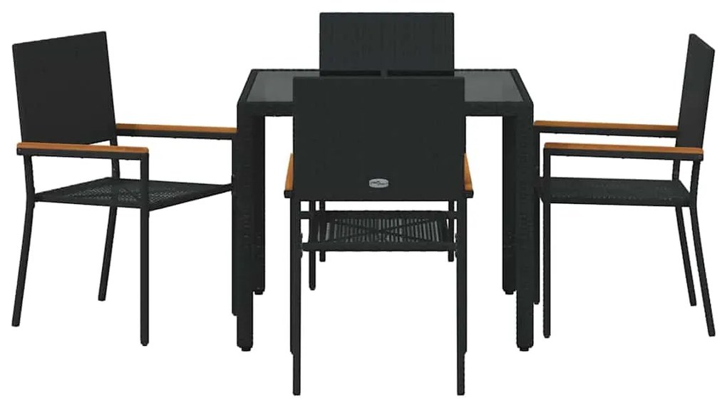 vidaXL Σέτ φαγητού για κήπο 5 pcs Μαύρο συνθετικό ρατάν