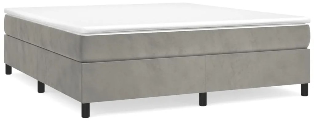 vidaXL Κρεβάτι Boxspring με Στρώμα Ανοιχτό Γκρι 180x200 εκ. Βελούδινο