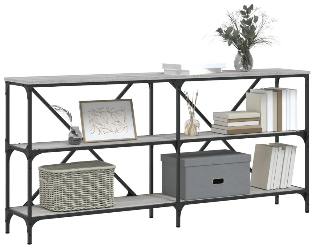 vidaXL Τραπέζι Κονσόλα Γκρι Sonoma 160x30x75 εκ. Επεξ. Ξύλο/Σίδηρος