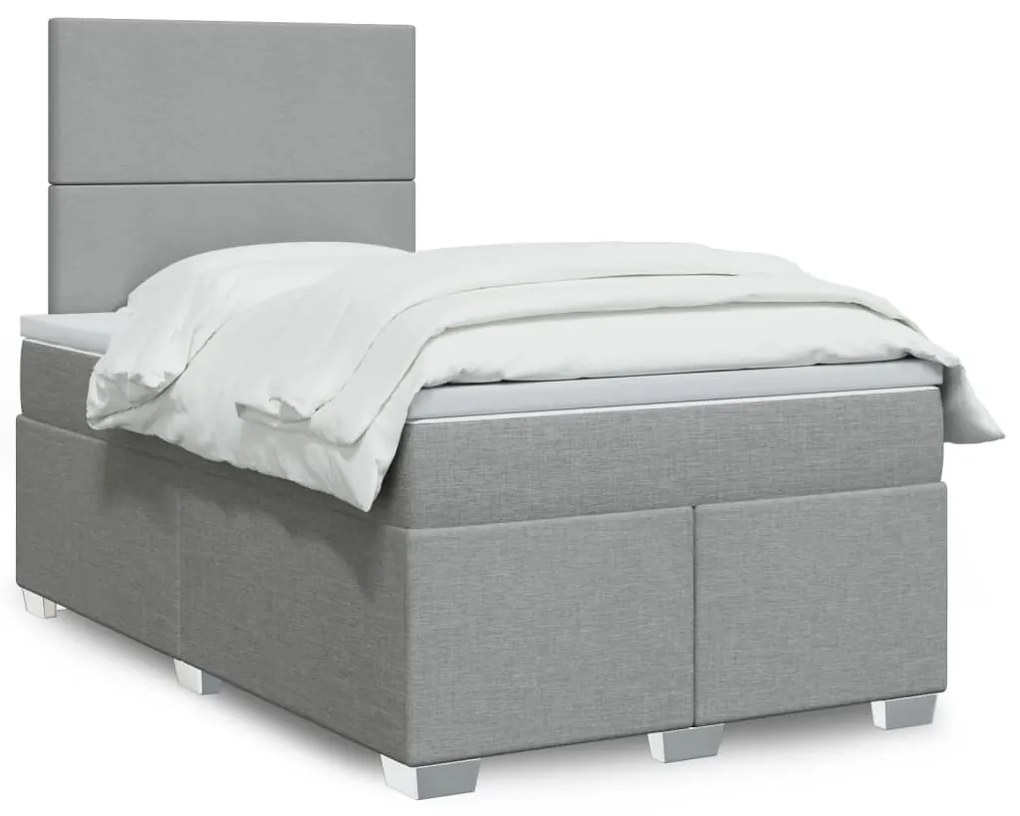 vidaXL Κρεβάτι Boxspring με Στρώμα Ανοιχτό Γκρι 120x200 εκ. Υφασμάτινο