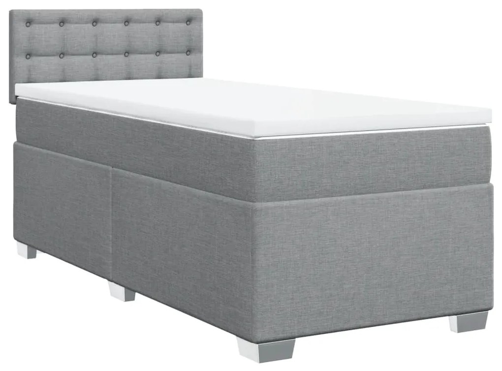 vidaXL Κρεβάτι Boxspring με Στρώμα Ανοιχτό Γκρι 100x200 εκ. Υφασμάτινο