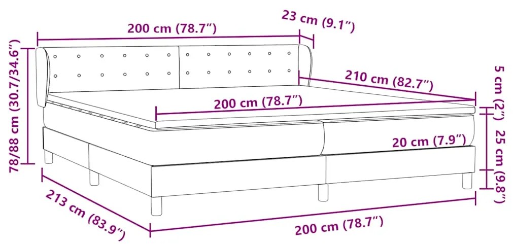 BOX SPRING ΚΡΕΒΑΤΙ ΜΕ ΣΤΡΩΜΑΤΑ ΡΟΖ 200X210 CM ΒΕΛΟΥΔΙΝΟ 3317882