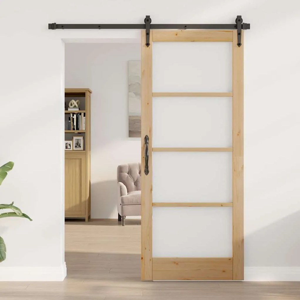 vidaXL Εσωτερική Πόρτα με Γυαλί "ORKDAL" 83x202x4 εκ. Μασίφ Ξύλο Πεύκου
