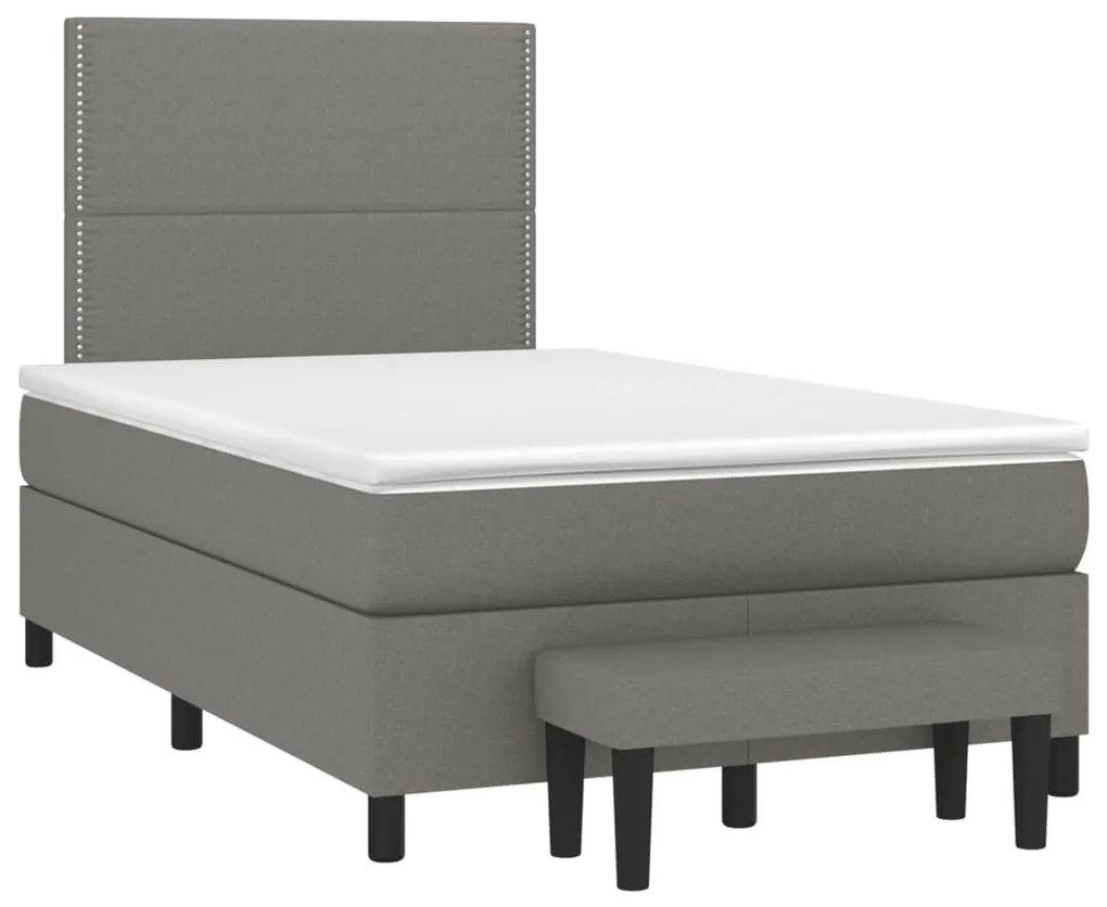 vidaXL Κρεβάτι Boxspring με Στρώμα Σκούρο Γκρι 120x200 εκ. Υφασμάτινο