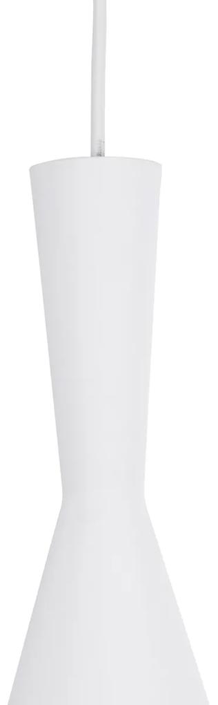 GloboStar® SHANGHAI WHITE 01026-C Μοντέρνο Κρεμαστό Φωτιστικό Οροφής Μονόφωτο 1 x E27 Λευκό Μεταλλικό Καμπάνα Φ19 x Υ38cm