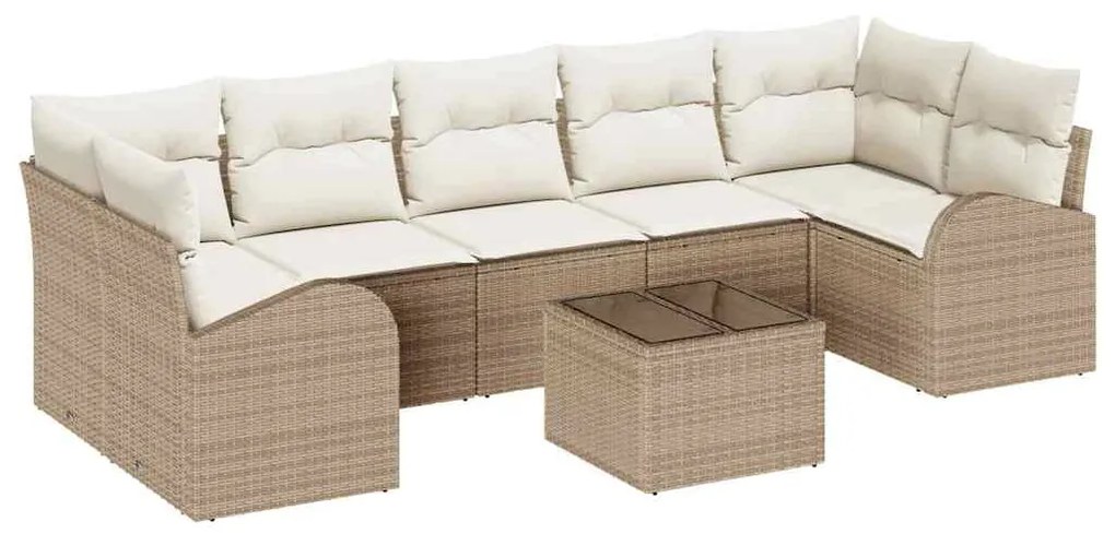 vidaXL Σετ Καναπέ Κήπου 8 pcs Μπεζ 55 x 55 x 37 εκ συνθετικό ρατάν