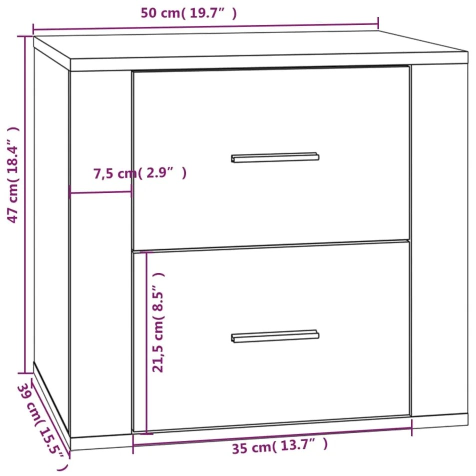 Κομοδίνα Γκρι Σκυροδέματος 50x39x47 εκ. - Γκρι