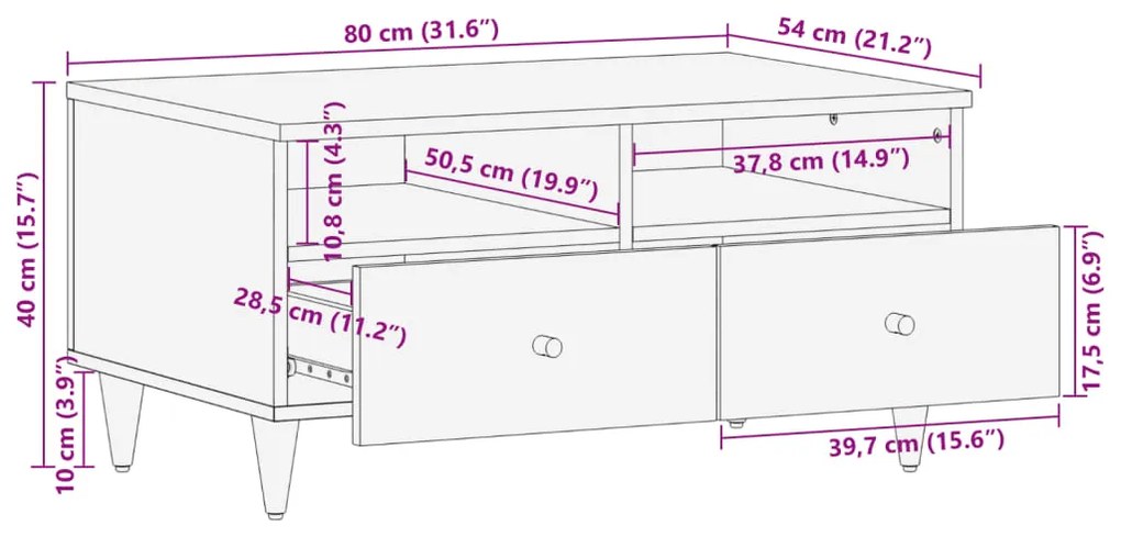 ΤΡΑΠΕΖΑΚΙ ΣΑΛΟΝΙΟΥ 80 X 54 X 40 ΕΚ. ΑΠΟ ΜΑΣΙΦ ΞΥΛΟ ΜΑΝΓΚΟ 358333