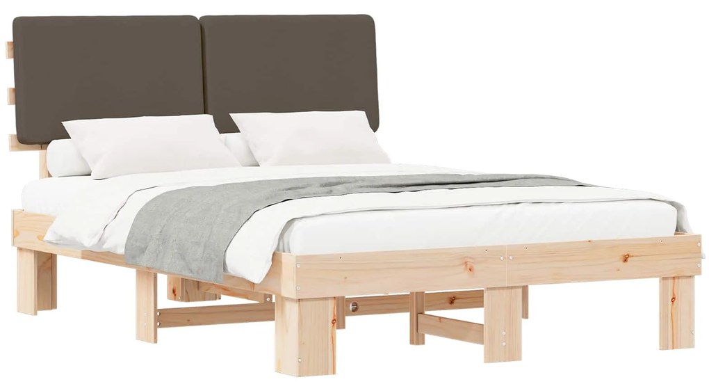 vidaXL Σκελετός Κρεβατιού με Επενδεδυμένο Κεφαλάρι Taupe 160 x 200 cm