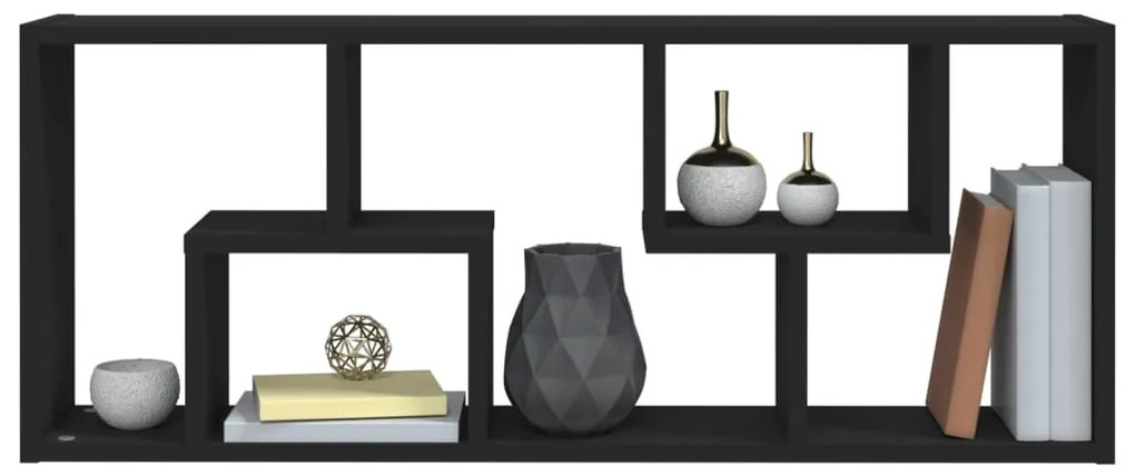 vidaXL Ραφιέρα Τοίχου Μαύρο 36 x 16 x 90 εκ. από Επεξεργασμένο Ξύλο