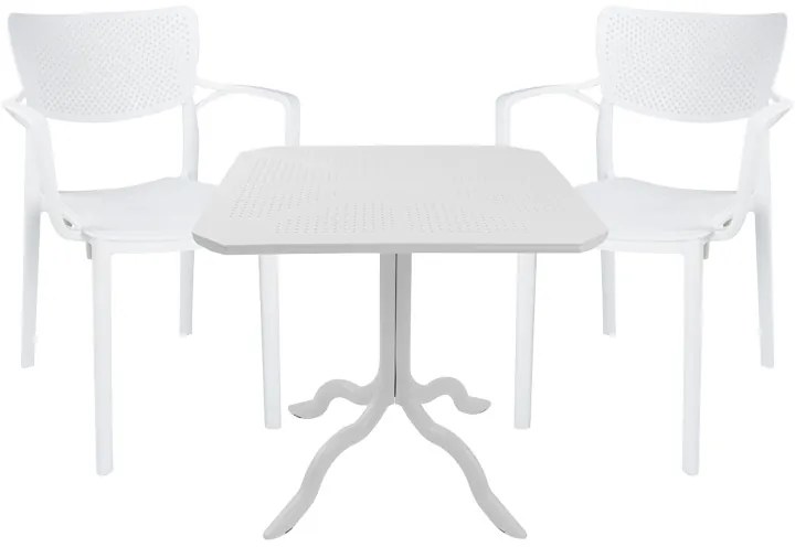 Τραπεζαρία Icon-Fontline pakoworld σετ 3τεμ PP σε λευκή απόχρωση