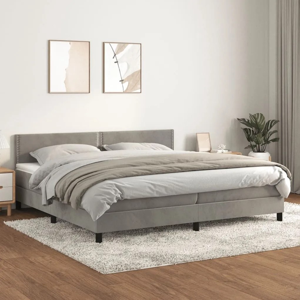 ΚΡΕΒΑΤΙ BOXSPRING ΜΕ ΣΤΡΩΜΑ ΑΝΟΙΧΤΟ ΓΚΡΙ 200X200 ΕΚ. ΒΕΛΟΥΔΙΝΟ 3141263