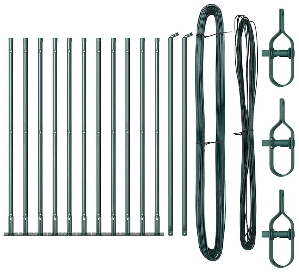 vidaXL Πό posts φράχτη Ρυθμιζόμενο Ύψος 13 pcs Πράσινο Ø32mm 50 εκ