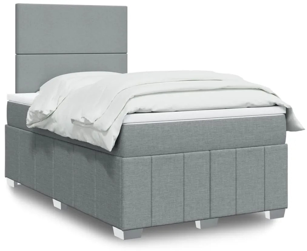 vidaXL Κρεβάτι Boxspring με Στρώμα Ανοιχτό Γκρι 120x190 εκ. Υφασμάτινο