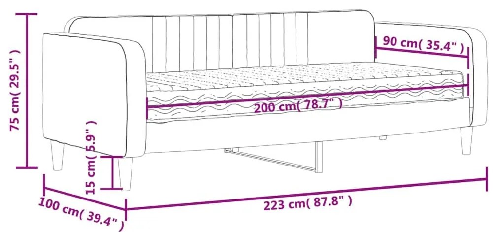 Καναπές Κρεβάτι με Στρώμα Μπλε 90 x 200 εκ. Βελούδινος - Μπλε