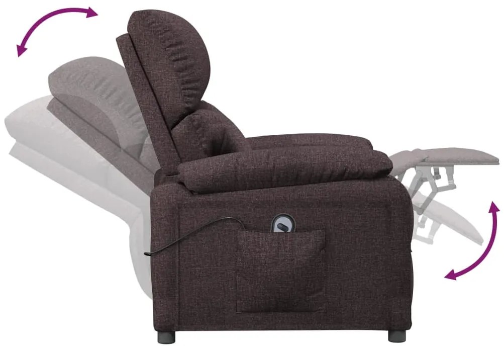 vidaXL Πολυθρόνα Ανακλινόμενη Ηλεκτρική Σκούρο Καφέ Υφασμάτινη