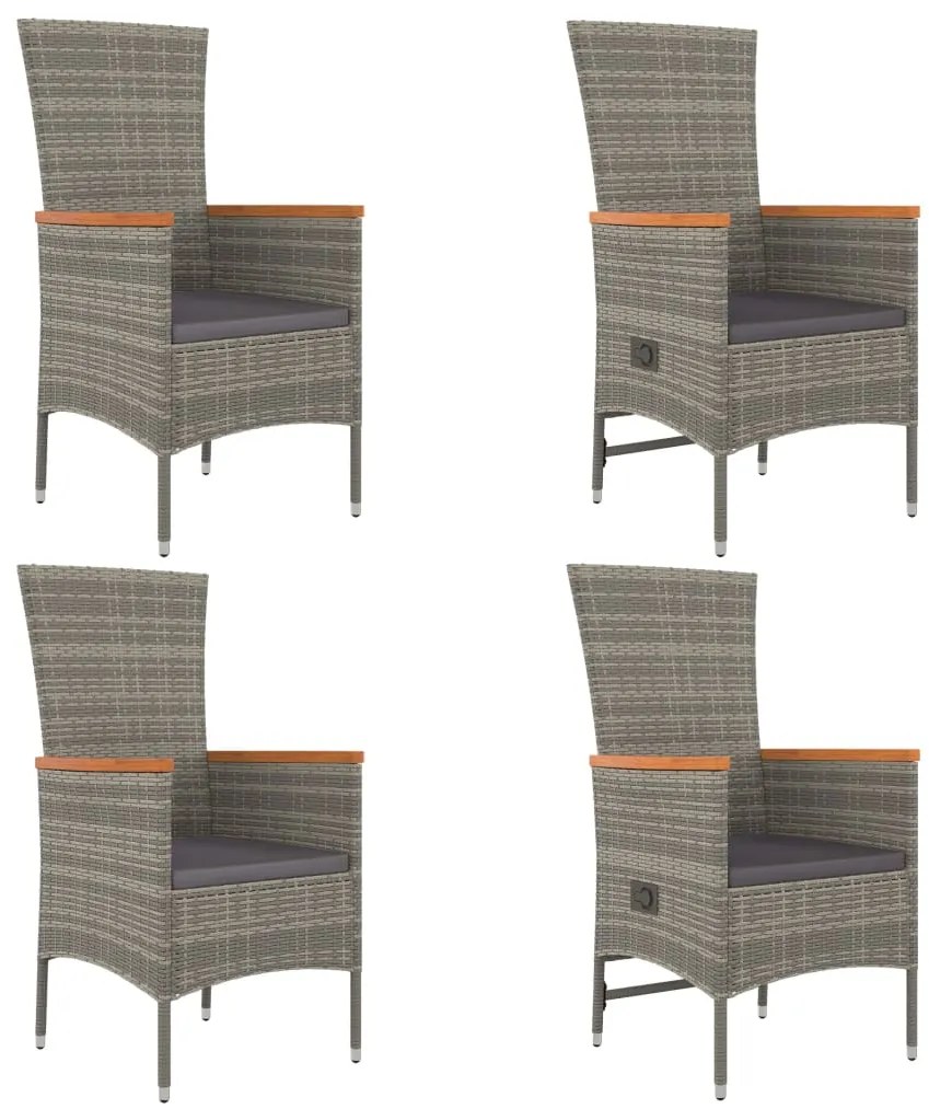 vidaXL Σετ Τραπεζαρίας Κήπου 5 τεμ. Γκρι Συνθ. Ρατάν με Μαξιλάρια