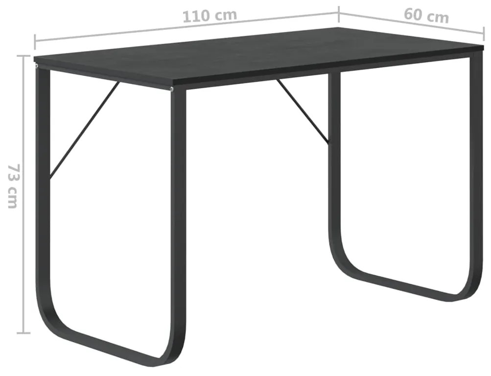 vidaXL Γραφείο Υπολογιστή Μαύρο 110 x 60 x 73 εκ. από Μοριοσανίδα