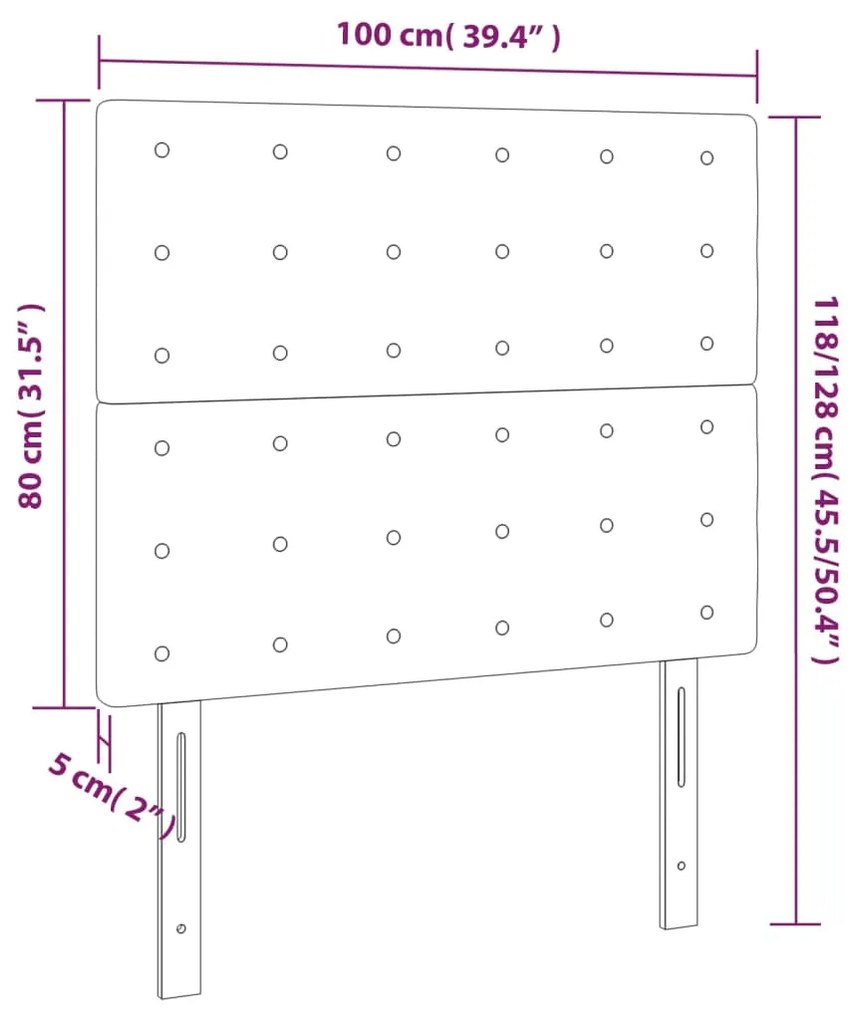 Κεφαλάρι Κρεβατιού LED Σκούρο Γκρι 100x5x118/128 εκ. Βελούδινο 3122901