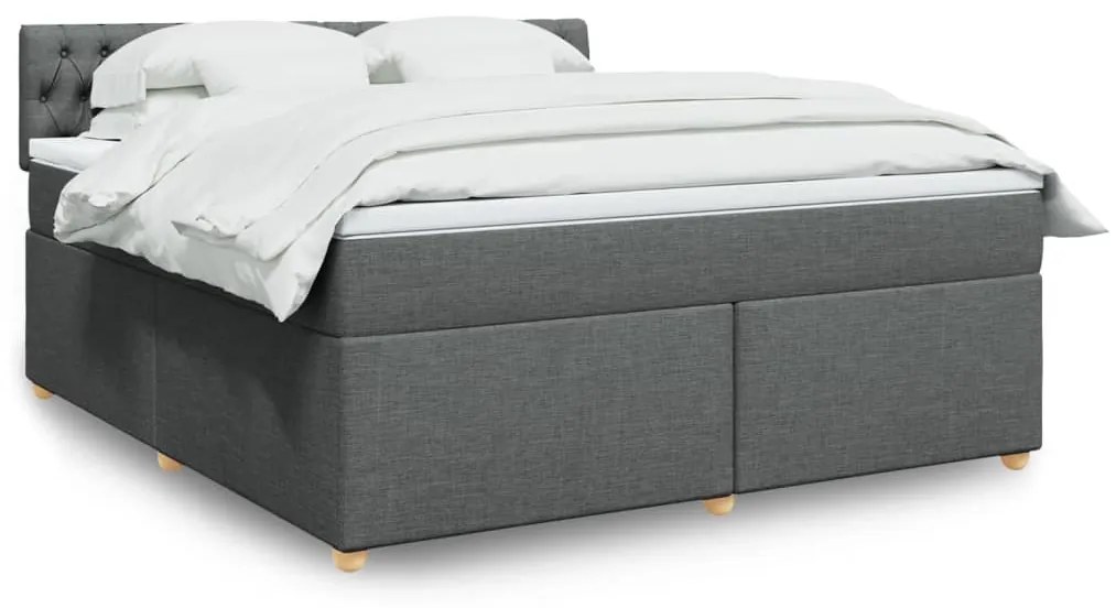 Κρεβάτι Boxspring με Στρώμα Σκούρο Γκρι 180x200 εκ Υφασμάτιν - Γκρι