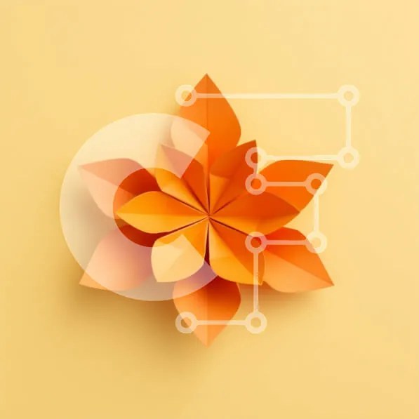 Intra Συλλεκτικό Ξύλινο Παζλ Plywood 4mm - Πορτοκαλί Χαρτί Λουλούδι Τέχνη Σε Ξύλινο Κουτί - Διαστάσεις Puzzle: 10x10 cm – 25 κομμάτια