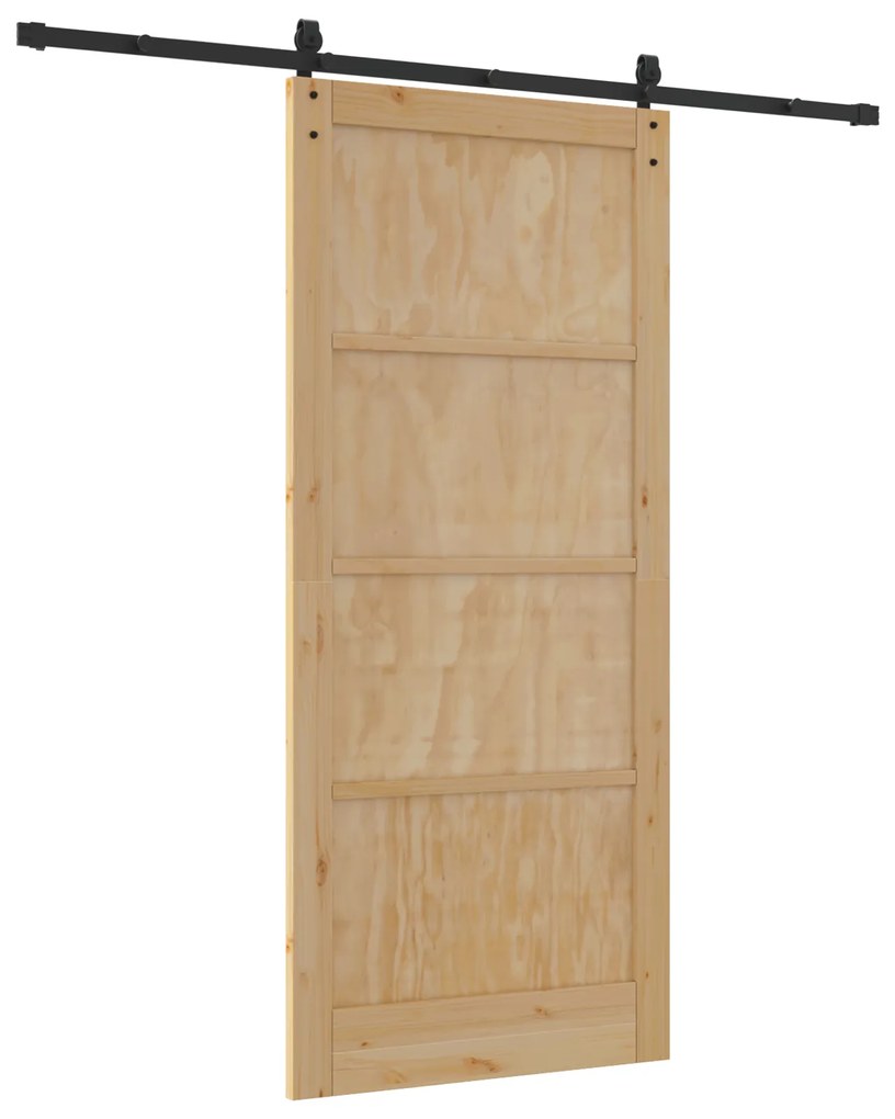 vidaXL Συρόμενη Πόρτα με Σετ Εξαρτημάτων 93x211 cm Στερεό Ξύλο Πεύκου