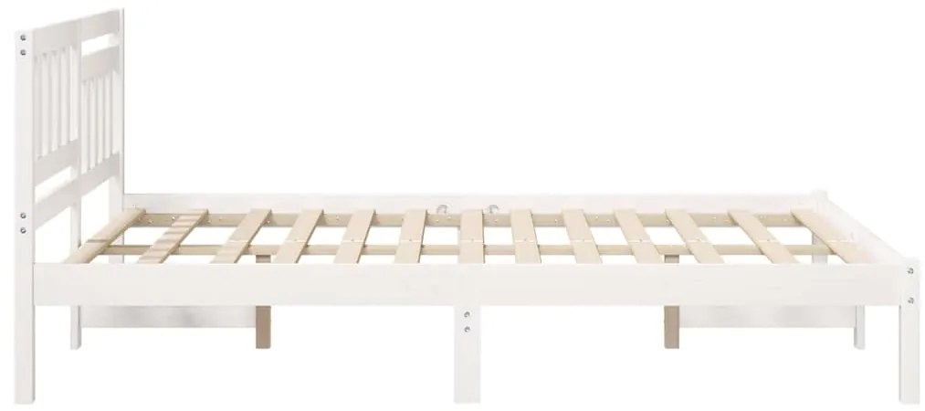 vidaXL Σκελετός Κρεβατιού Λευκό 135 x 190 cm Μασίφ ξύλο πεύκου