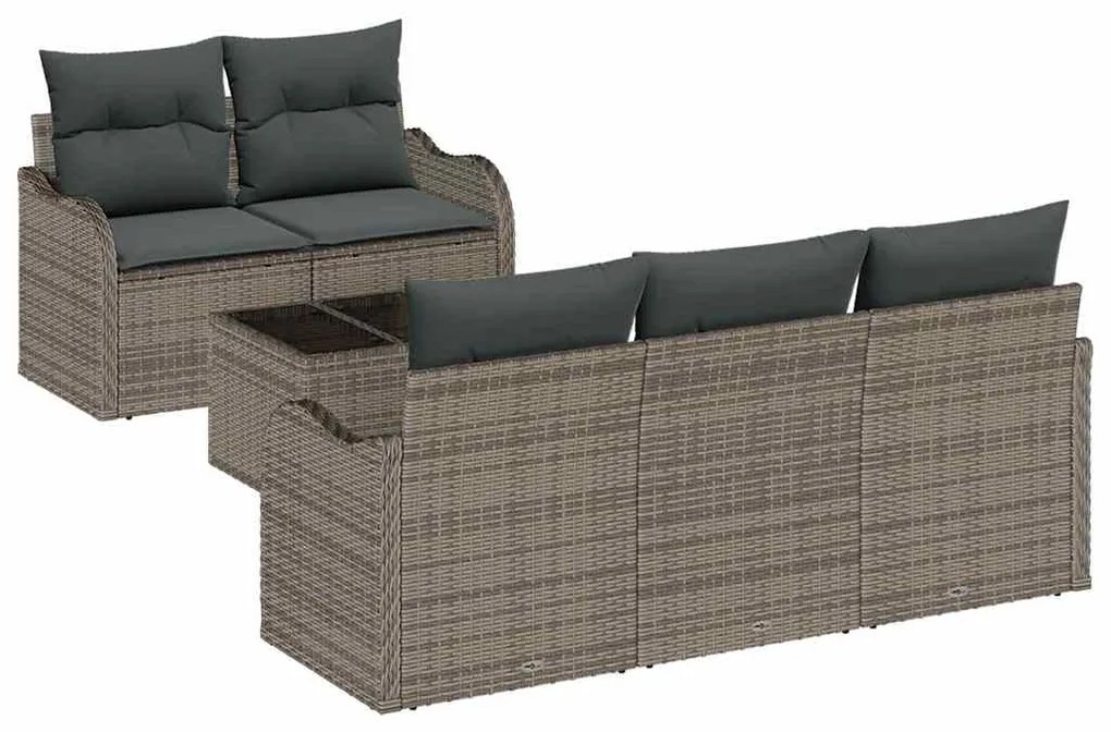 vidaXL Σετ Καναπέ Κήπου 6 pcs Γκρι Πολυ ράταν