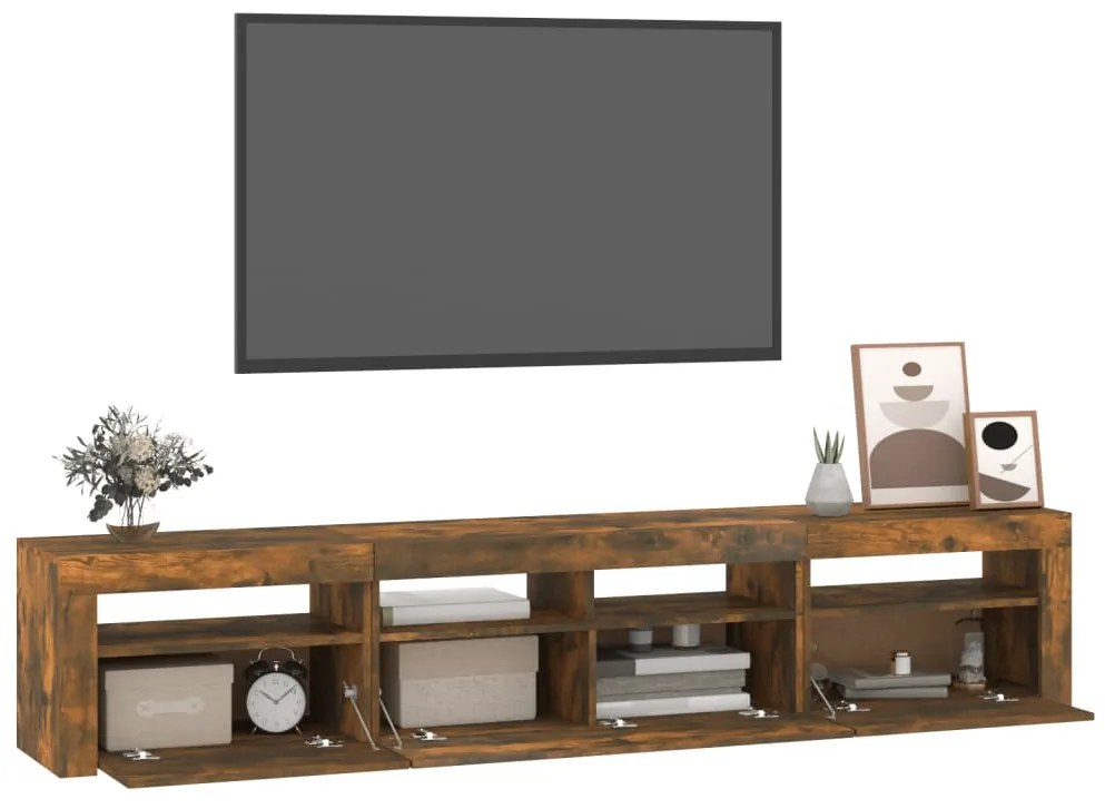 vidaXL Έπιπλο Τηλεόρασης με LED Καπνιστή Δρυς 210x35x40 εκ.