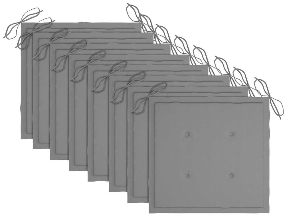 vidaXL Καρέκλες Εξ. Χώρου Πτυσσόμενες 8 τεμ. Ξύλο Ακακίας με Μαξιλάρια