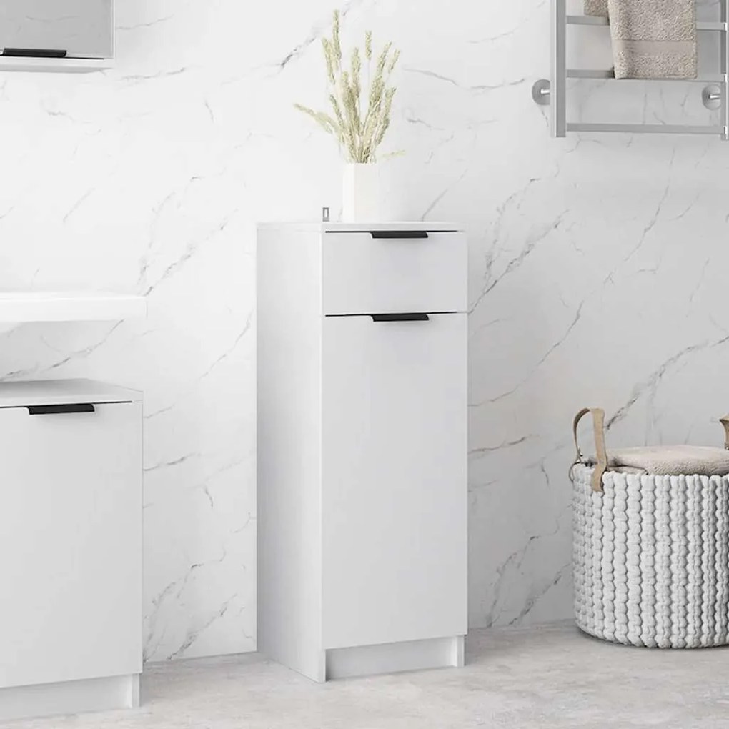 vidaXL Ντουλάπι Μπάνιου Λευκό 32 x 34 x 90 εκ. Επεξεργασμένο Ξύλο