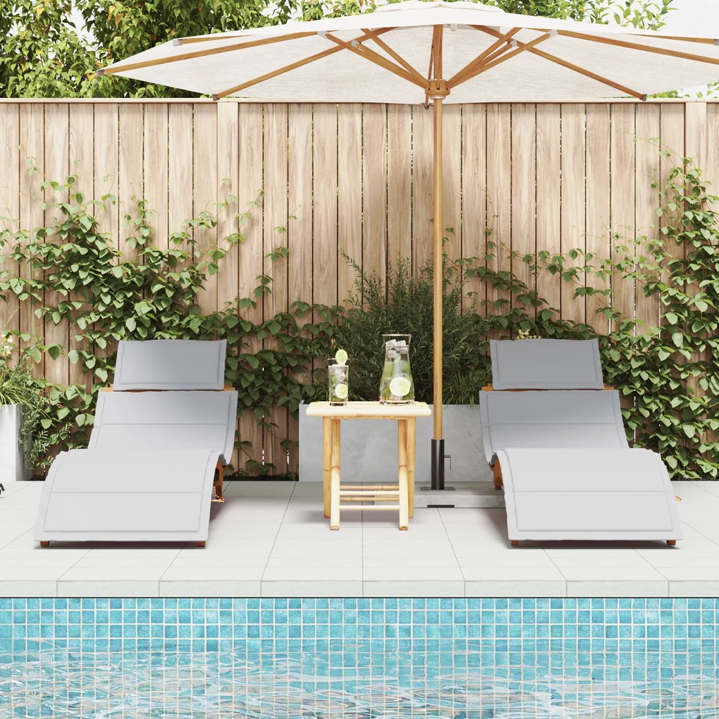vidaXL Ξαπλώστρα με μαξιλάρι 2 pcs Ανοιχτό γκρι 184 x 55 x 64 εκ