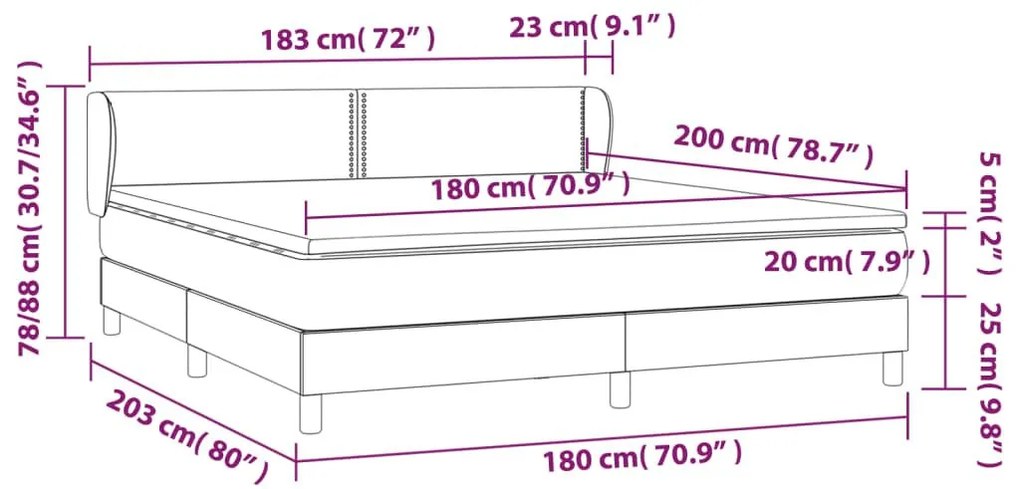 Κρεβάτι Boxspring με Στρώμα Καπουτσίνο 180x200 εκ. Συνθ. Δέρμα - Καφέ