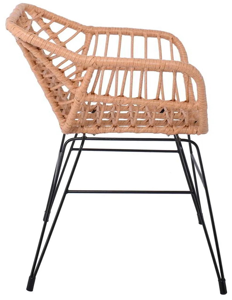 SALSA-S Πολυθρόνα Κήπου, Μέταλλο Βαφή Μαύρο, Wicker Φυσικό (χωρίς μαξιλάρι)