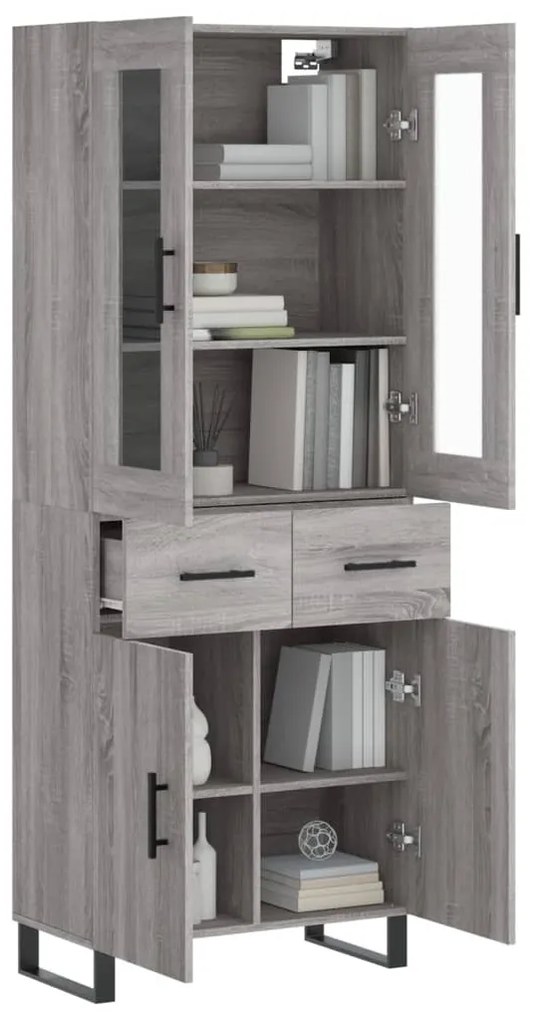 vidaXL Ντουλάπι Γκρι Sonoma 69,5 x 34 x 180 εκ. Επεξεργασμένο Ξύλο