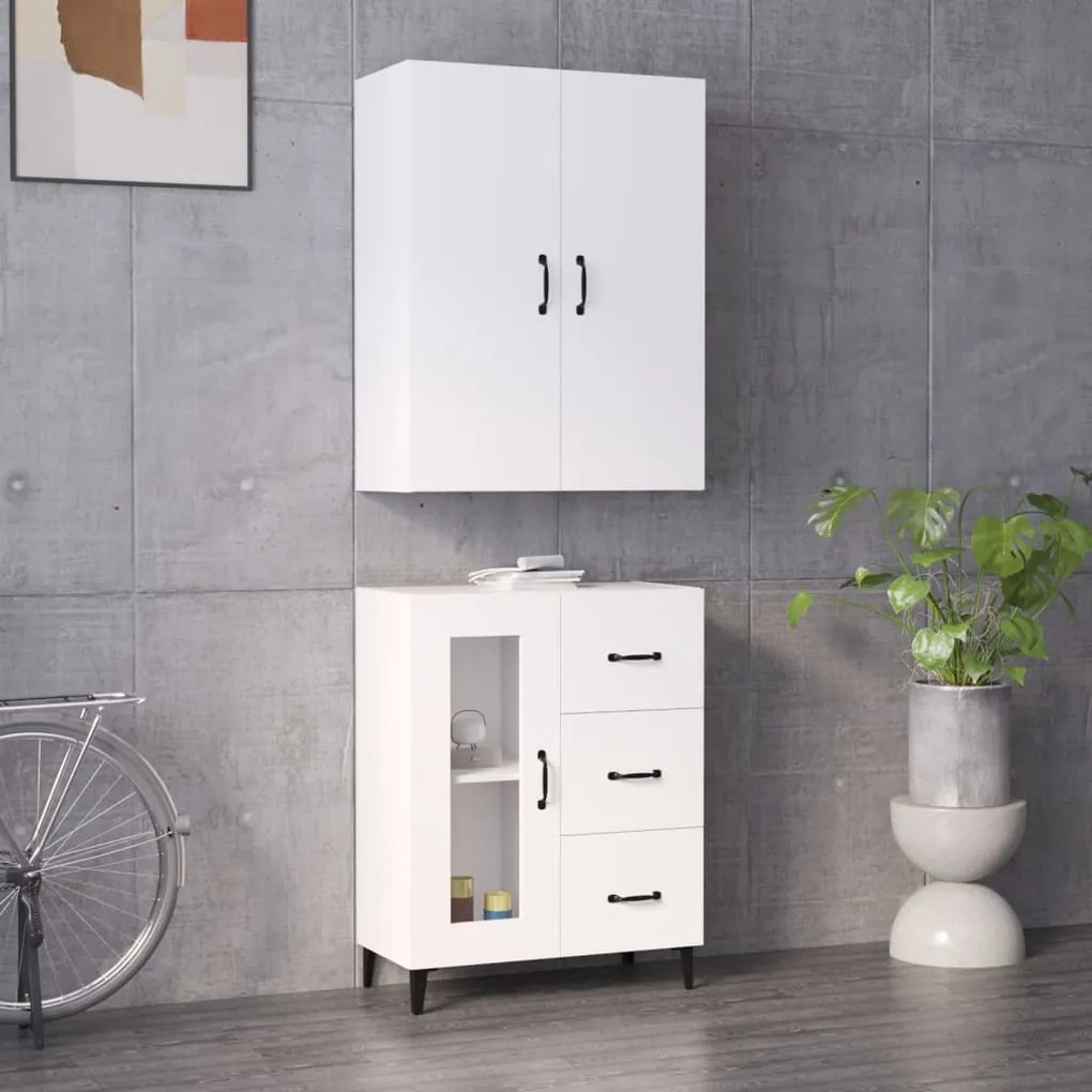 vidaXL Ντουλάπι Λευκό 69,5x34x180 εκ. από Επεξεργασμένο Ξύλο