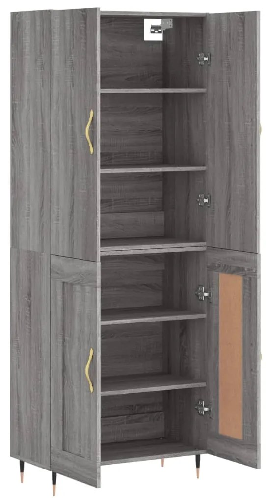 vidaXL Ντουλάπι Γκρι Sonoma 69,5 x 34 x 180 εκ. Επεξεργασμένο Ξύλο