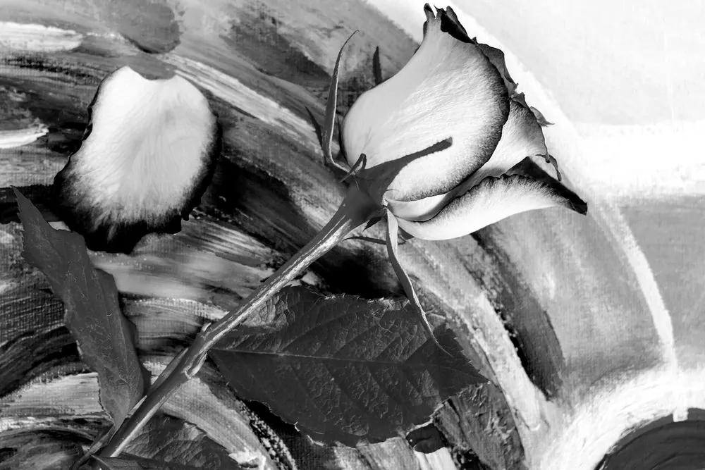 Εικόνα τριαντάφυλλο σε ασπρόμαυρο - 120x80