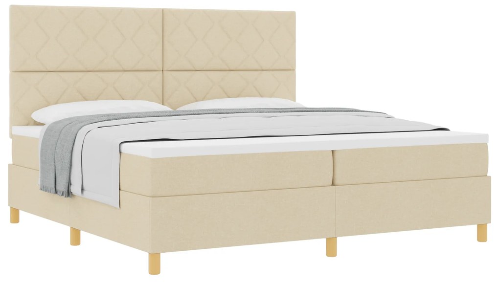 vidaXL Κρεβάτι με Στρώμα Κρεμ 200x200 cm Ύφασμα