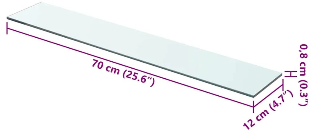 vidaXL Ράφια Πάνελ 2 τεμ. Διάφανα 70 x 12 εκ. Γυάλινα