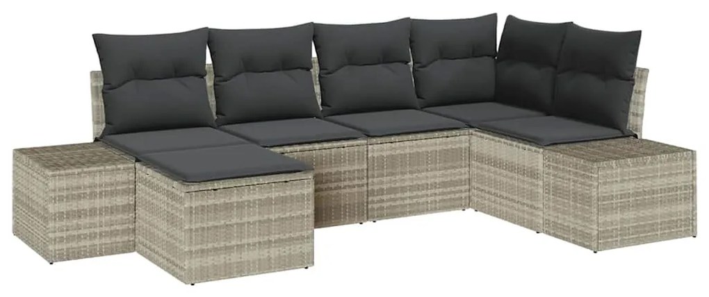 vidaXL Σετ Καναπέ Κήπου με μαξιλάρι 6 pcs Ανοιχτό γκρι Πολυ ράταν